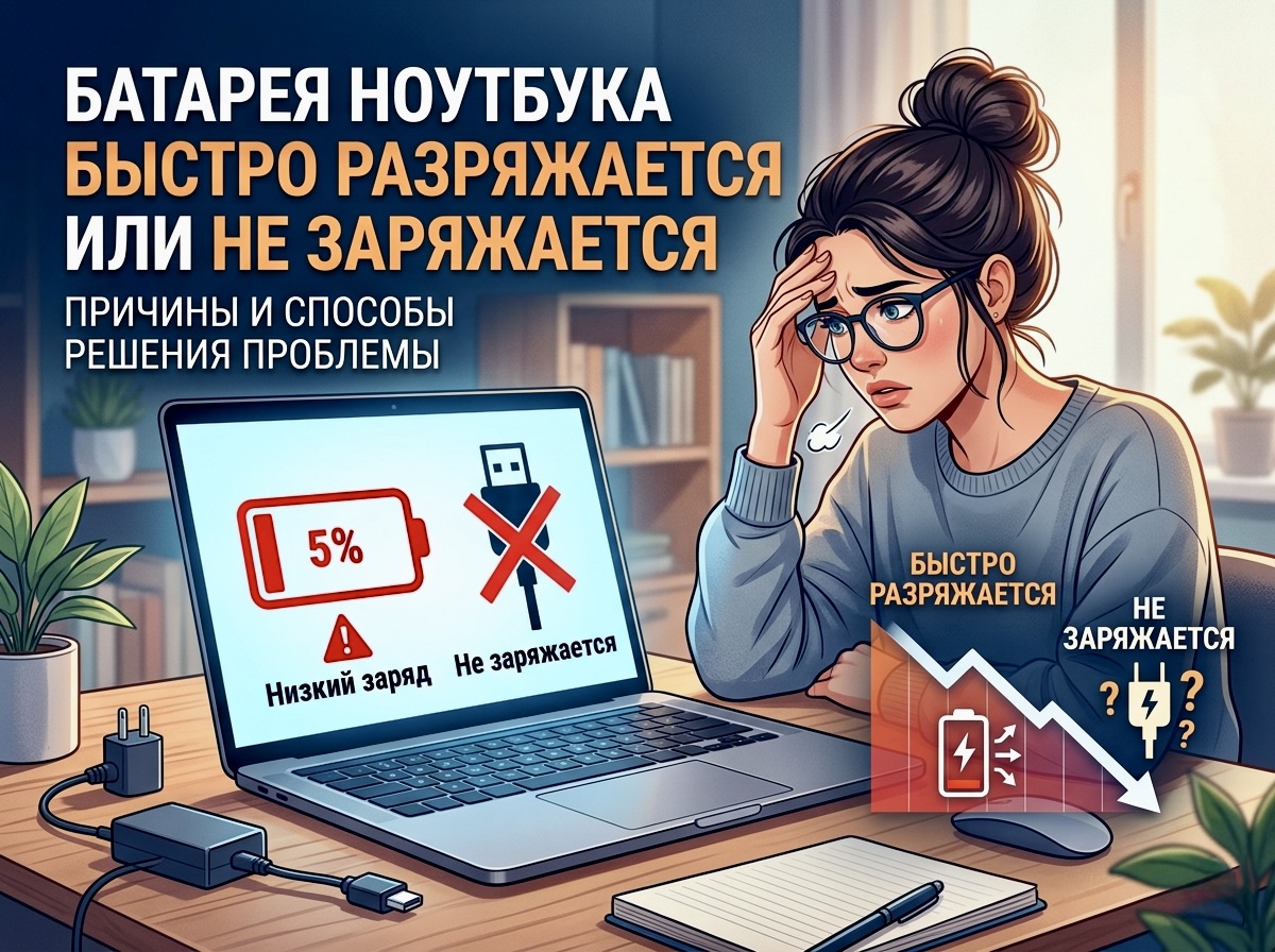 Батарея ноутбука быстро разряжается или не заряжается